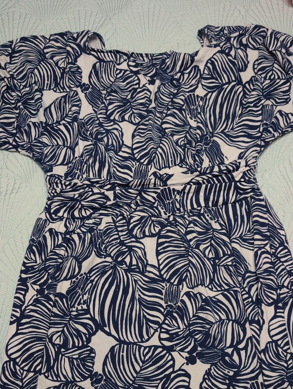Lilly Pulitzer Navy & White Leaf-Print Midi Dress
